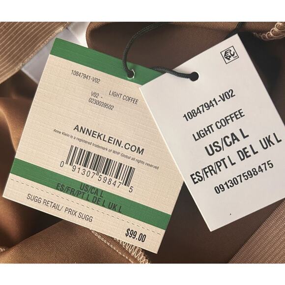 NWT Anne Klein Faux-Suede Pull-On Stretch Light Coffee (Tan) Ankle Pants Large - Picture 8 of 8